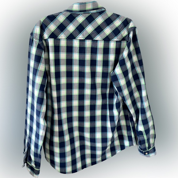 Cactus Long Sleeve Button Up. Size Men’s XL. Color Navy, Lime Green and Teal. - Picture 3 of 3